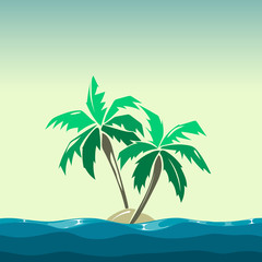 Tropical island and palm trees illustration