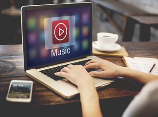Music Player Button Application Icon Graphic Concept