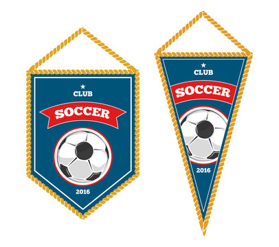 Soccer pennants isolated white