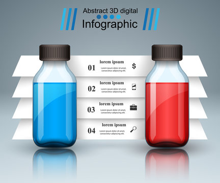 Business Infographics. Medicine bottles,  Recipe icon.
