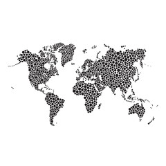 Dotted abstract world map. Circles. Vector illustration isolated on white. EPS 10