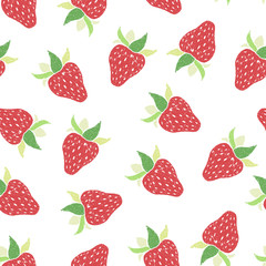Seamless strawberry pattern on white background. Vector illustration. Hand drawn background.