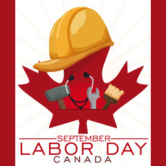 Worker's Equipment to Celebrate Canadian Labor Day, Vector Illustration