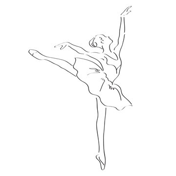 Ballerina point performance dance illustration; motion portrait