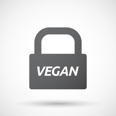 Isolated closed lock pad icon with    the text VEGAN