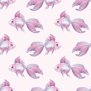 Fish. Seamless pattern 3. Hand drawn background