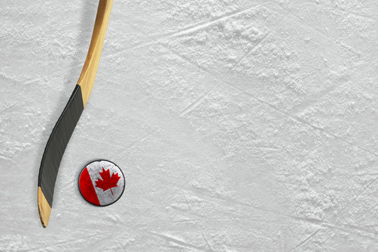 Hockey stick and puck Canada