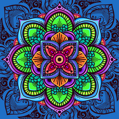 elegant greeting card with multicolor mandala