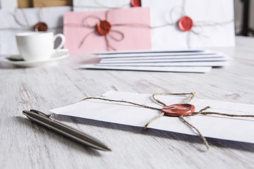 Letter with seal on table