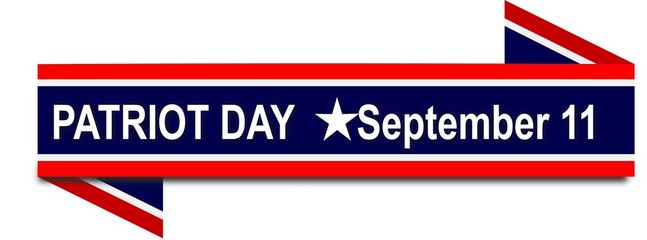 patriot day USA September 11 flag banner on illustration on white background
