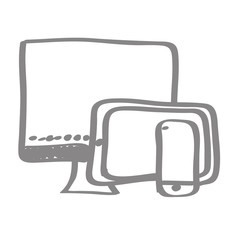 Handgezeichnetes Bildschirme-Icon in grau