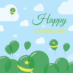 Mauritania Independence Day Flat Patriotic Design. Mauritanian Flag Balloons. Happy National Day Vector Card.