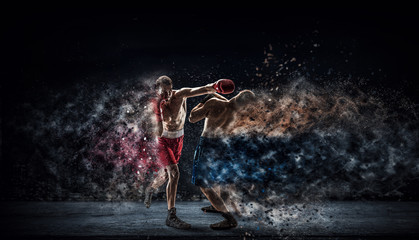 Obraz premium Box fighters trainning outdoor . Mixed media