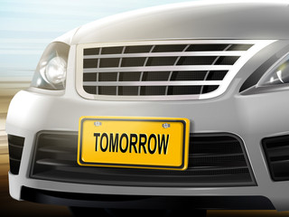 Tomorrow words on license plate
