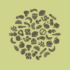 Fruit and vegetables background illustration