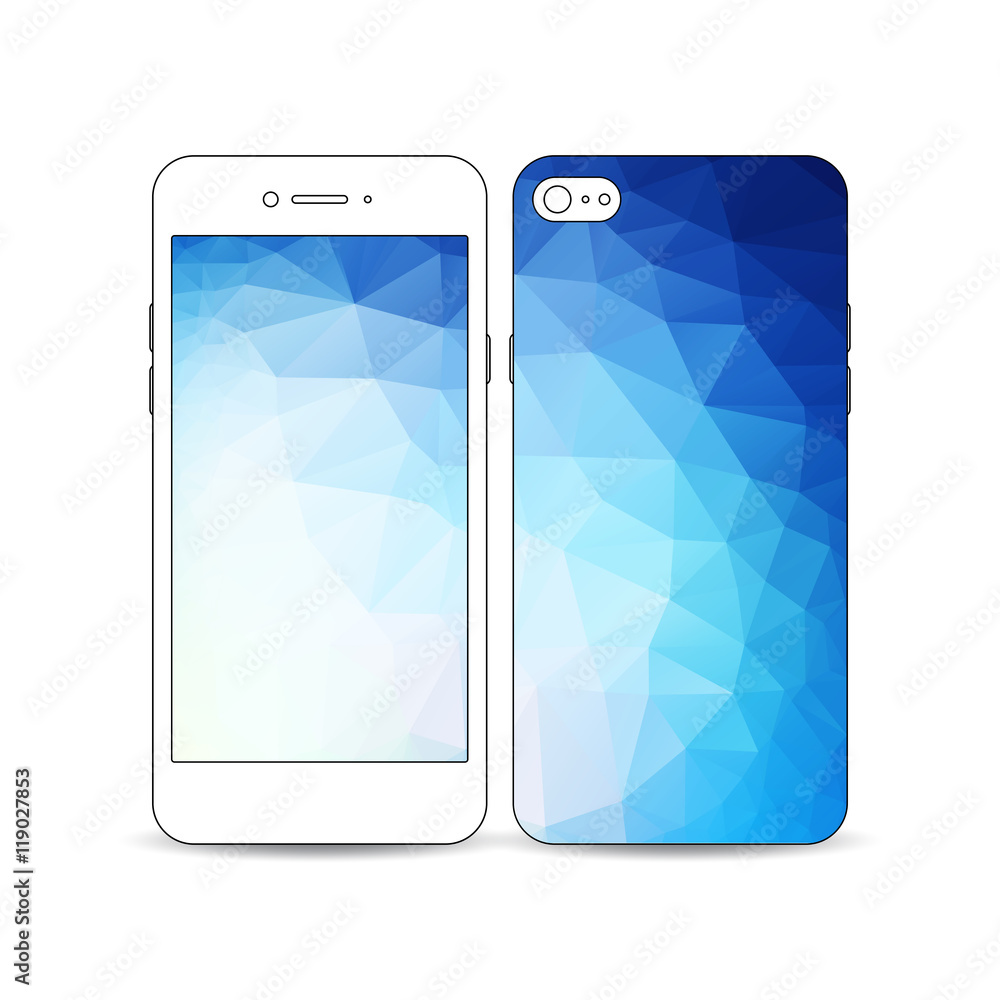 Aufkleber mobile smartphone with an example of the screen and cover design isolated on white. abstract colorfu