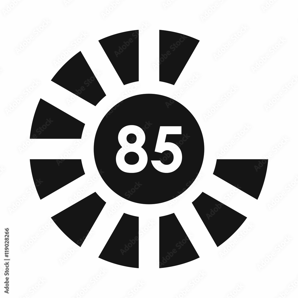 Poster sign 85 load icon in simple style isolated on white background. loading symbol