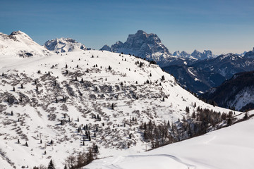 View of the Italian Dolomites in winter