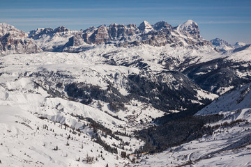 View of the Italian Dolomites in winter
