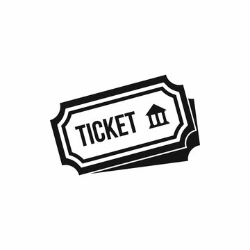 Ticket icon in simple style isolated on white background. Document symbol