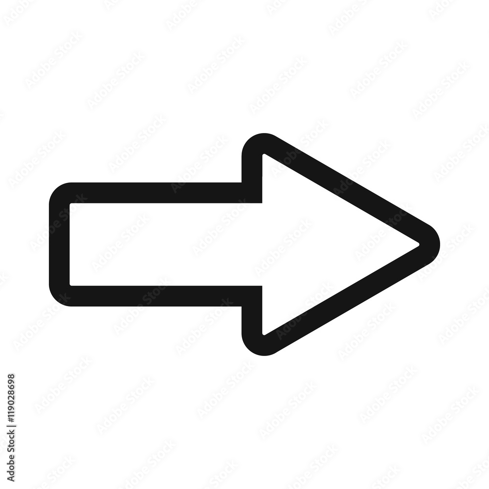 Poster cursor to right icon in simple style isolated on white background. click and choice symbol