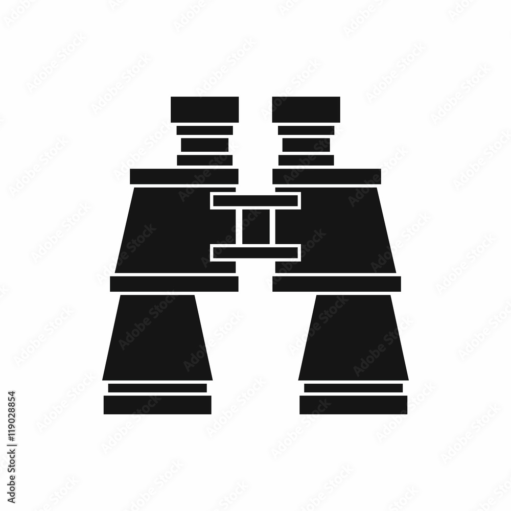 Poster binoculars icon in simple style isolated on white background. zoom symbol