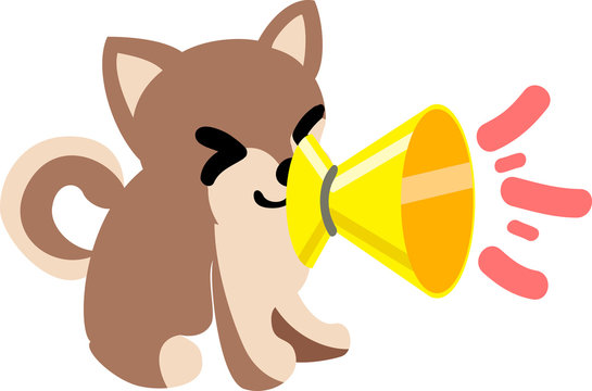 The cute dog and a megaphone