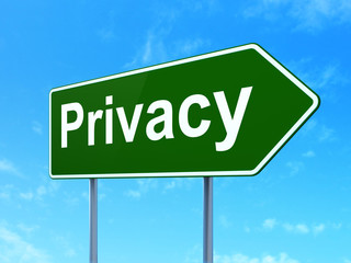 Protection concept: Privacy on road sign background