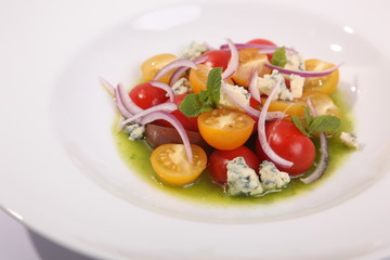 tomato salad and Dor blue cheese