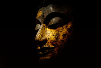 Buddha Face Isolated on Black Background