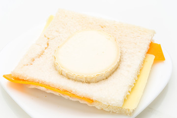 cheese sandwich ready to be baked isolated