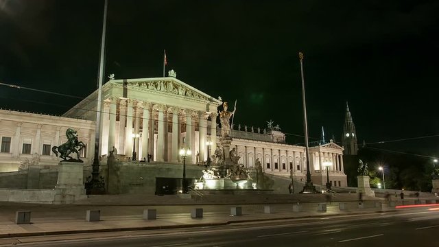 Night view of the parliament in Vienna