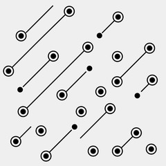 Black and white geometric minimal pattern microchip, rounds or dots with diagonal lines