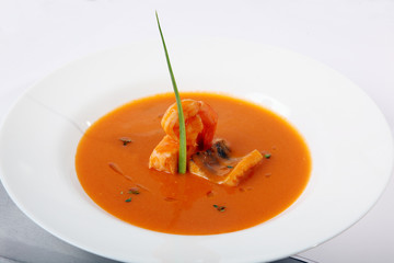 soup puree with the pike perch and shrimp