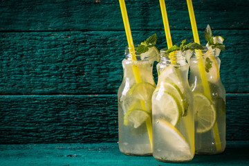 Freshness drink  on a wooden background , healthy concept