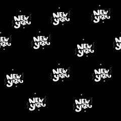 Vector minimalist monochrome black and white pattern new year lettering