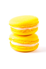 Fresh macaroons on wooden table ,vintage filter