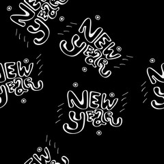 Vector minimalist monochrome black and white pattern new year lettering
