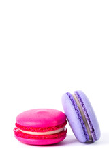 Fresh macaroons on wooden table ,vintage filter