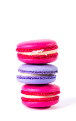 Fresh macaroons on wooden table ,vintage filter