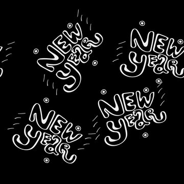 Vector minimalist monochrome black and white pattern new year lettering