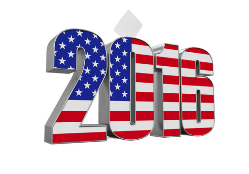"2016" Text with USA Flag