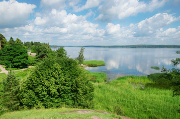 Landscape, beautiful lake view from the hill