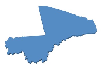 3D map of Mali on a plain background