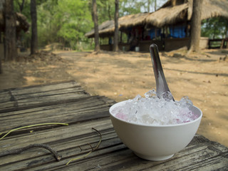 classic, Thai dessert, Shave Ice on bamboo desk