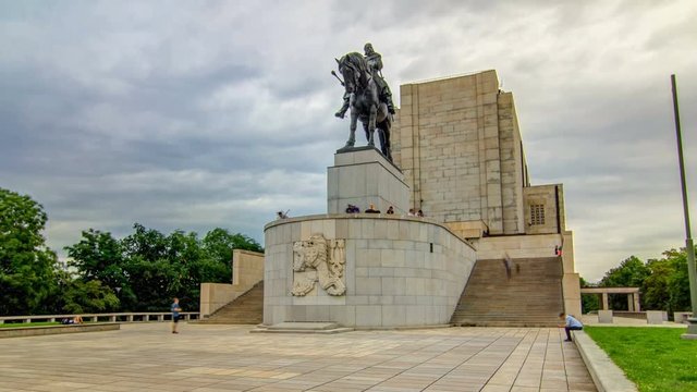 Equestrian Statue of Jan Zizka timelapse hyperlapse at Czech National Museum in Vitkov, Prague.
