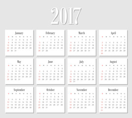 Vector Simple 2017 year calendar