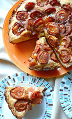 Homemade pie with plums 