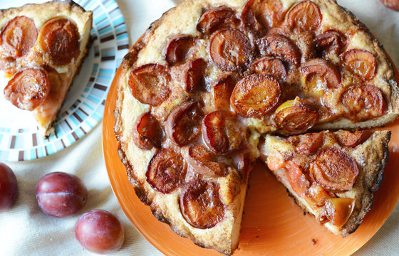 Homemade Pie With Plums 