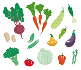 Vegetables. Set of simple color illustrations